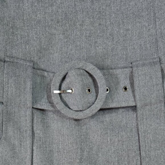 Gianni Bini Wool Blend Gray Sleeveless Belted Dress Preppy Secretary Retro Look - Picture 5 of 9